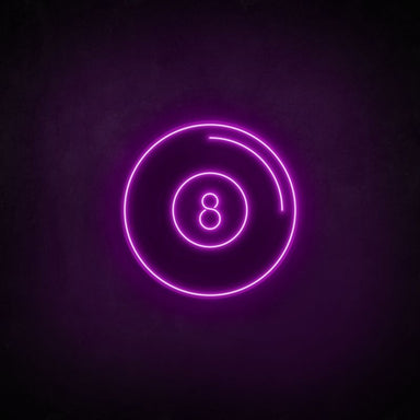 8 Ball neon Sign illuminated in purple