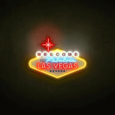 Classic Welcome To Las Vegas neon sign illuminated