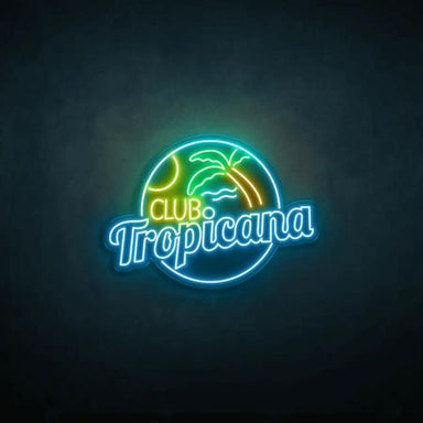 club tropicana neon sign illuminated with black background