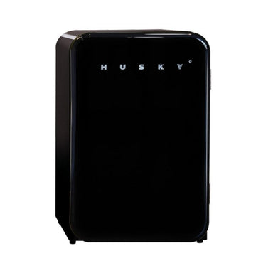 Husky retro undercounter fridge in black front view